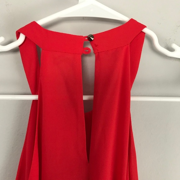 Astr The Label High Neck Shift Dress Red Sleeveless Rayon Knee Length Sz S - Picture 8 of 9